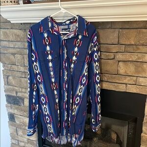 Vintage Wrangler Aztec Print Pearl Snap